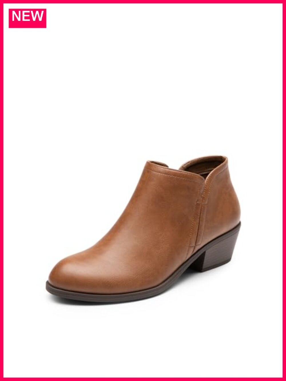 Women's Ankle Booties Low Chunky Heel Boots, Faux Suede Vegan Leather